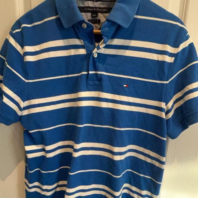 Tommy Hilfiger Men's Polo shirt - Blue/White - M on Productcaster.