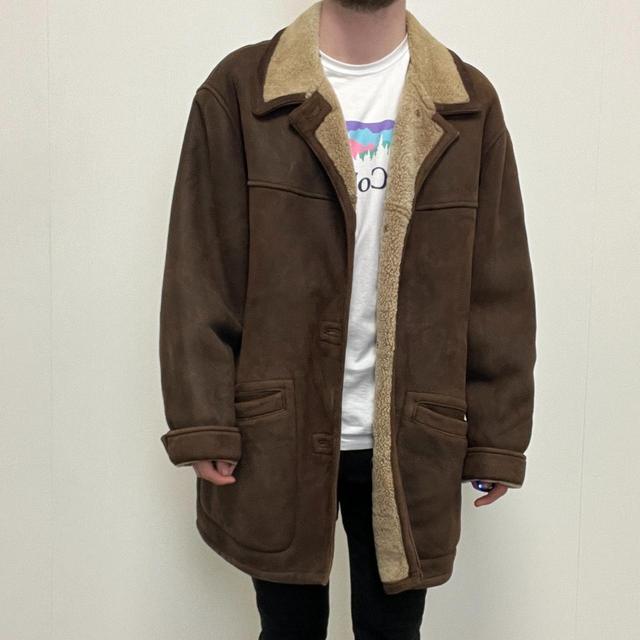 Vintage Men's Overcoat - Brown/Cream - L on Productcaster.