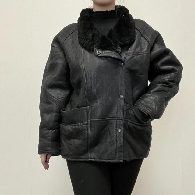 Vintage Women's Bomber Jacket - Black - UK 14 on Productcaster.