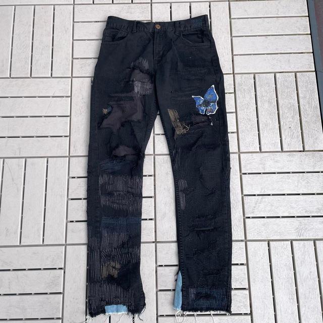 Men's Embellished Jeans - Navy/Black - M on Productcaster.