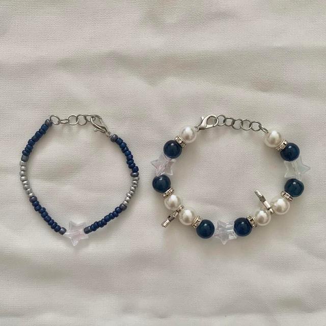 Handmade Women's Bracelet - Navy/Silver on Productcaster.