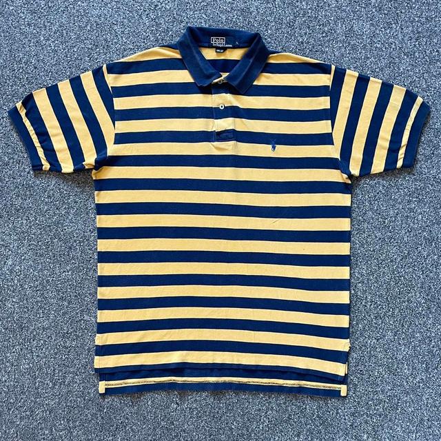 Polo Ralph Lauren Men's Polo shirt - Yellow/Navy - L on Productcaster.