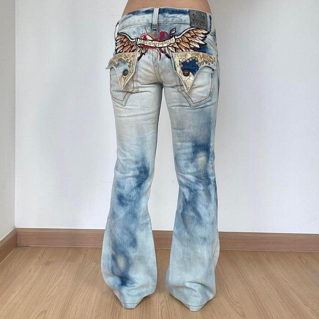 Vintage Women's Embellished Jeans - Blue/Multi - UK 6 on Productcaster.