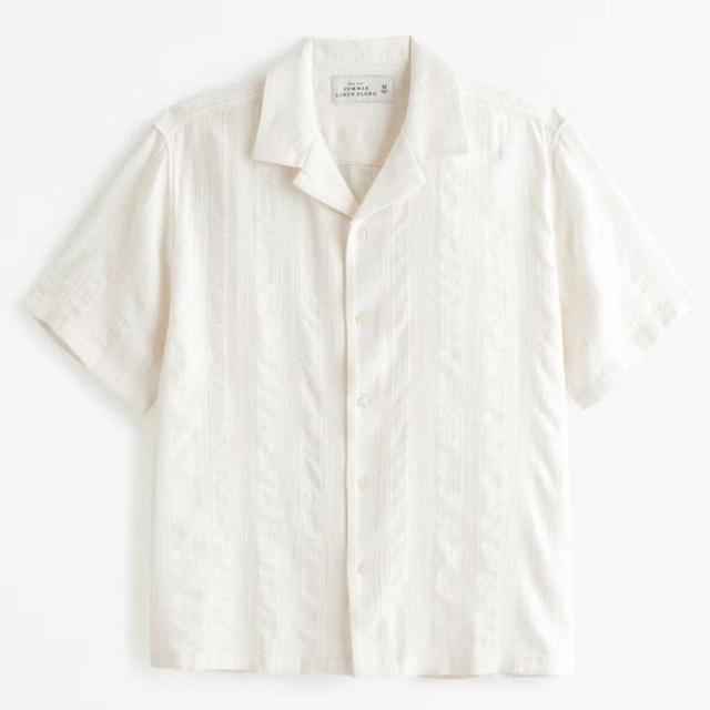 Abercrombie & Fitch Men's Shirt - Cream - L on Productcaster.