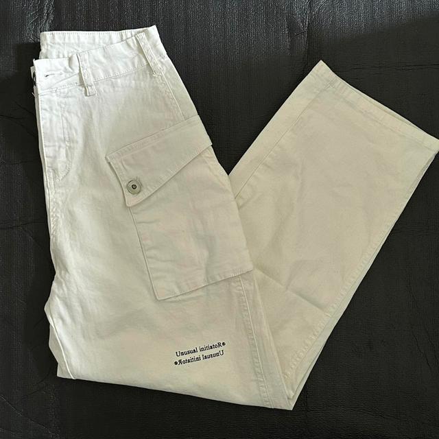 Men's Cargo Trousers - White/Cream - M on Productcaster.