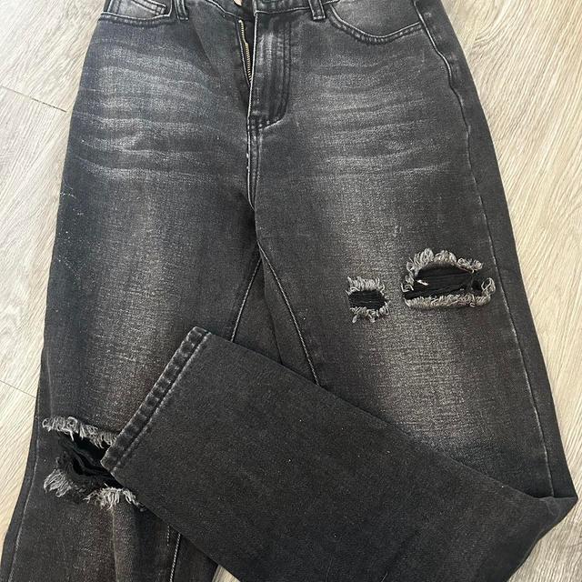 H&M Women's Straight leg Acid-washed Jeans - Black - XS on Productcaster.