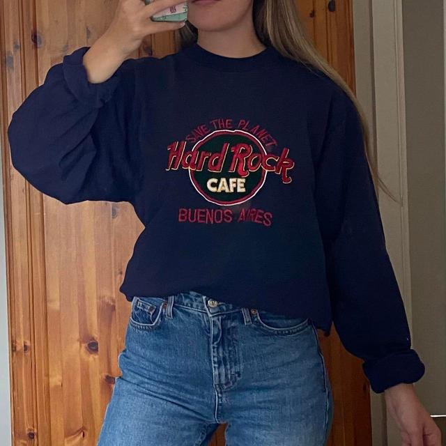 Hard Rock Cafe Women's Sweatshirt - Navy - S on Productcaster.