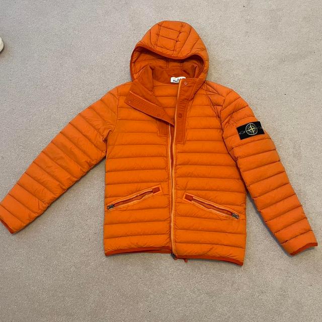 Stone Island Men's Puffer Jacket - Orange - S on Productcaster.