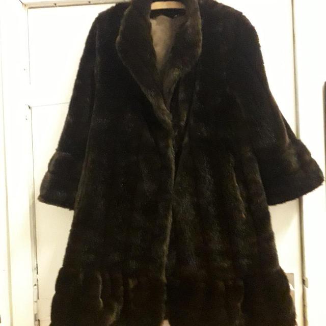 Vintage Women's Faux fur Jacket - Brown - UK 14 on Productcaster.