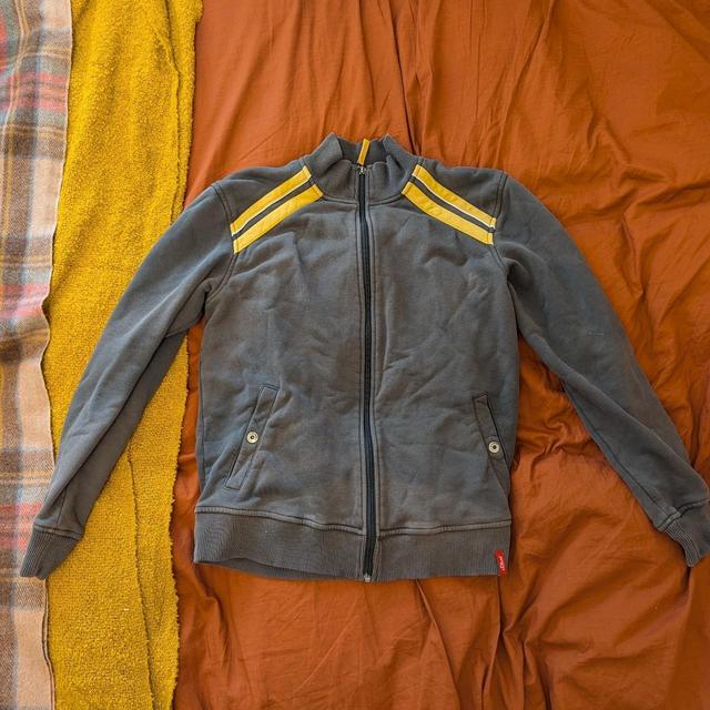 s.Oliver Men's Bomber Jacket - Grey/Yellow - M on Productcaster.