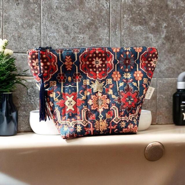 Handmade Women's Makeup and wash bags - Red/Blue on Productcaster.