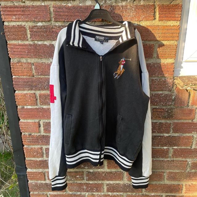 Polo Ralph Lauren Women's Varsity Jacket - Black/White - XXL on Productcaster.