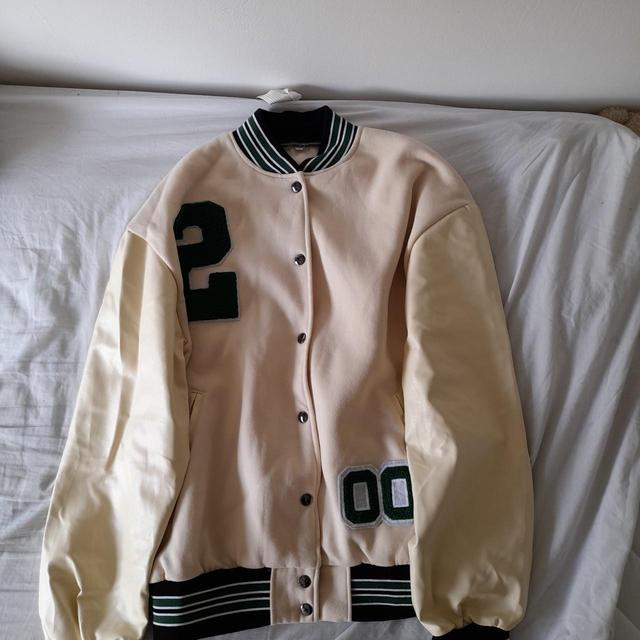 Women's Bomber Jacket - Cream/Green - M on Productcaster.