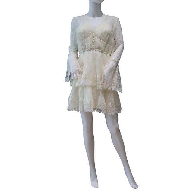 Self-portrait Women's A-line Dress - Cream/White - M on Productcaster.