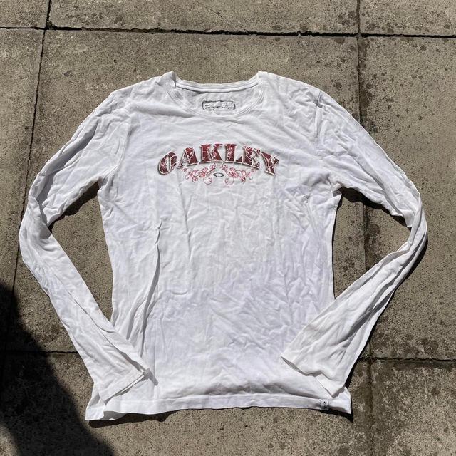 Oakley Women's Shirt - White/Burgundy - 10 on Productcaster.