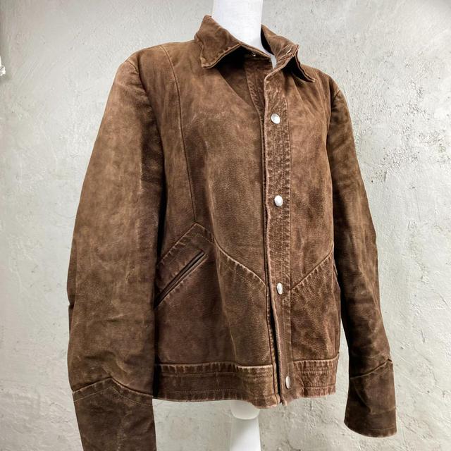 Men's Leather Jacket - Brown - M on Productcaster.