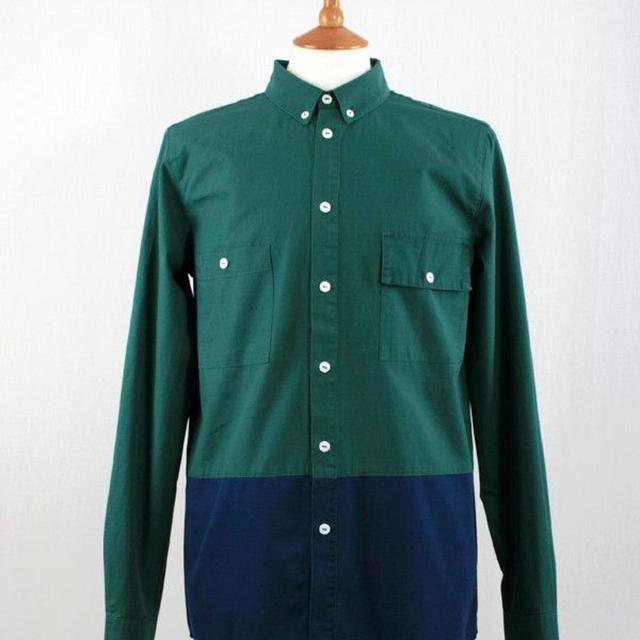 Vintage Men's Shirt - Green/Blue - M on Productcaster.