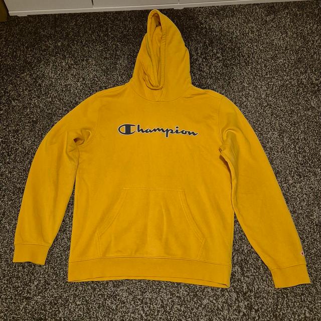 Champion Men's Hoodie - Yellow/Navy - L on Productcaster.