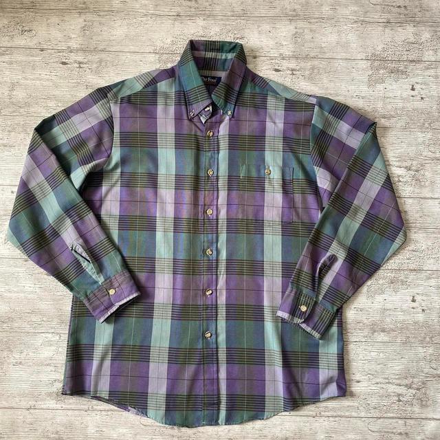 American Vintage Men's Shirt - Green/Purple - L on Productcaster.