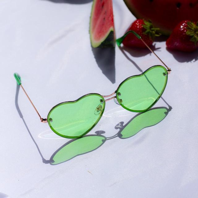 Women's Oversized Sunglasses - Green/Silver on Productcaster.