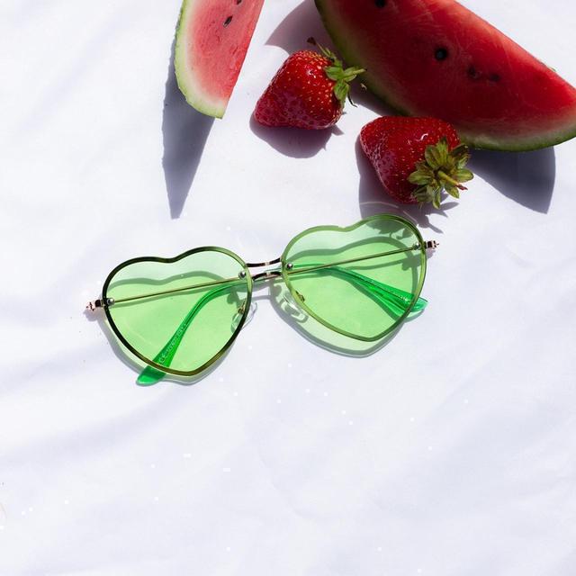 Women's Oversized Sunglasses - Green/Silver on Productcaster.