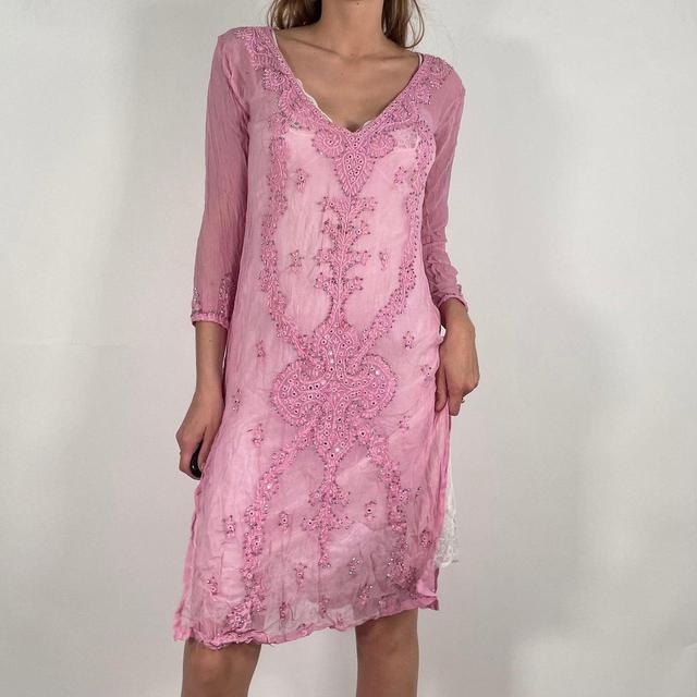 Vintage Women's Dress - Pink - L on Productcaster.