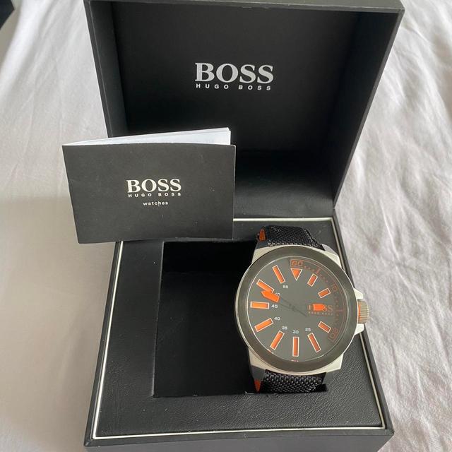 Hugo Boss Men's Analogue Watch - Black/Orange on Productcaster.