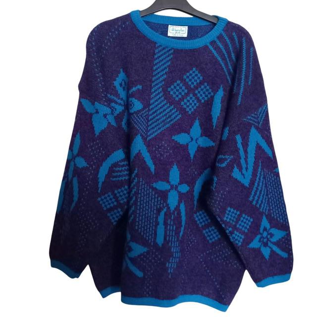 Vintage Men's Jumper - Purple/Blue - XL on Productcaster.