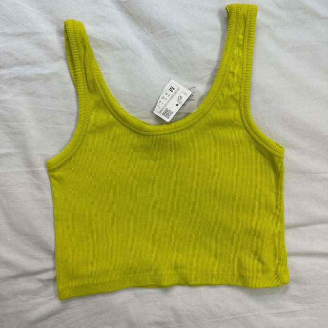 Zara Women's Crop top - Green/Yellow - M on Productcaster.