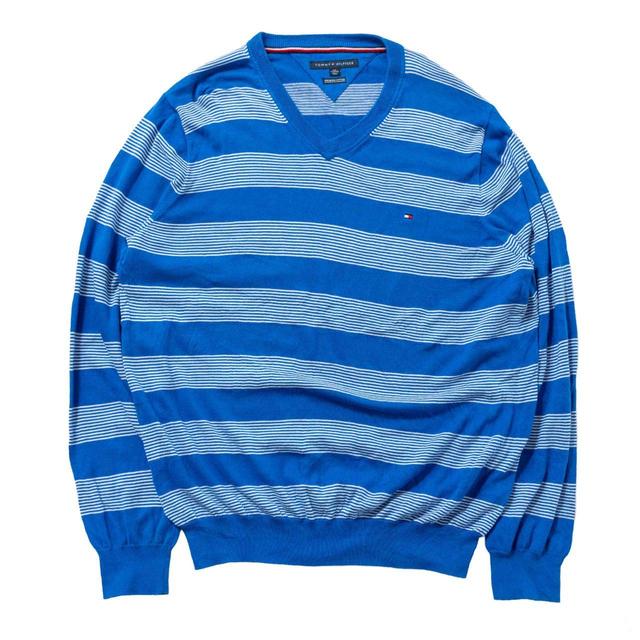 Tommy Hilfiger Men's Jumper - Blue/White - XXL on Productcaster.