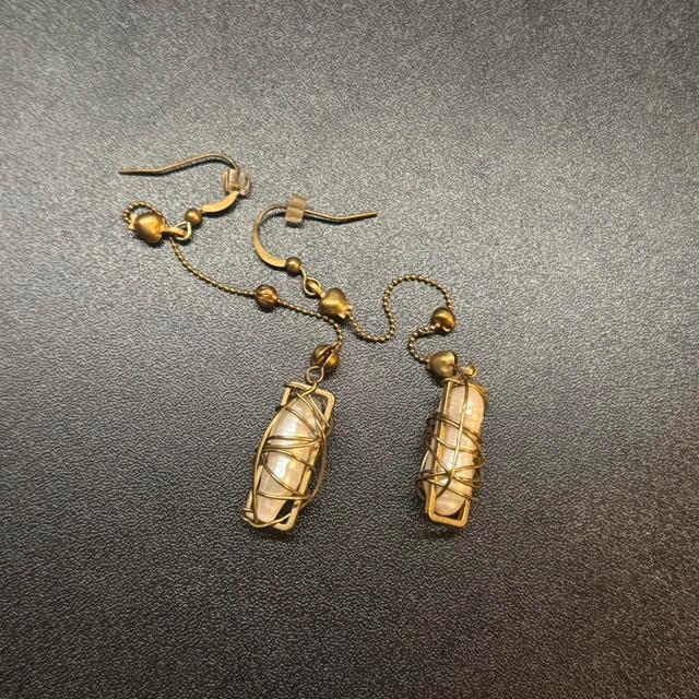 Women's Earrings - Gold/White on Productcaster.