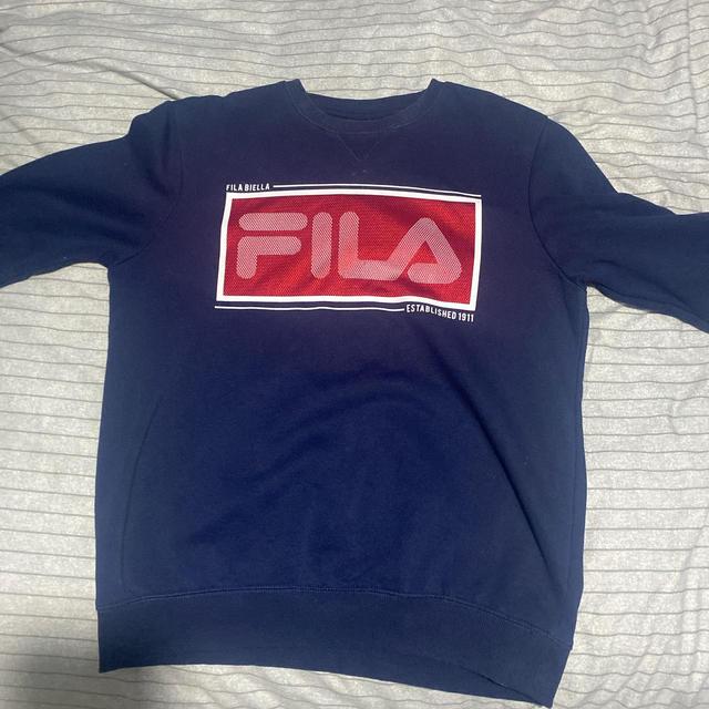 Fila Men's Sweatshirt - Navy/Red - S on Productcaster.