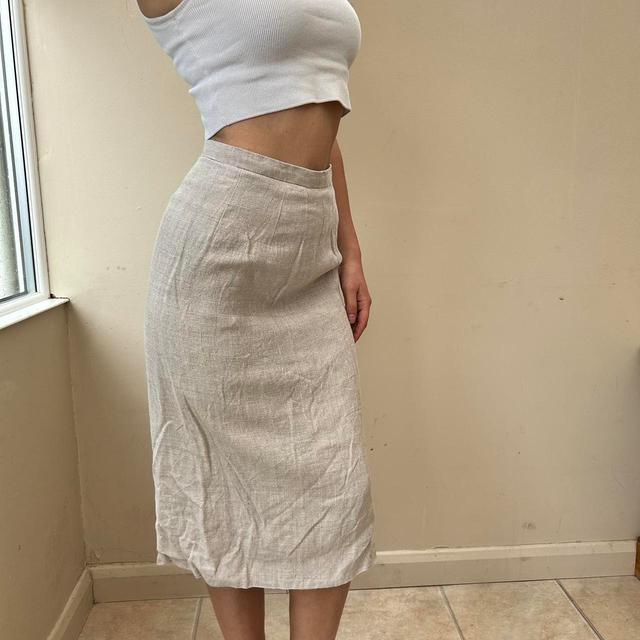 Vintage Women's Skirt - Cream/Tan - S on Productcaster.