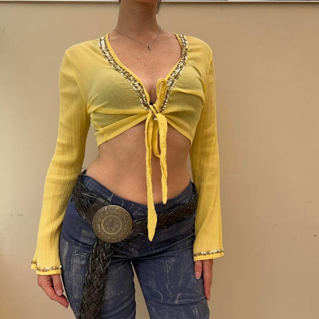 Vintage Women's Crop top - Yellow - S on Productcaster.