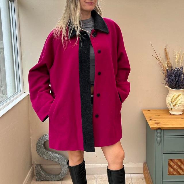 C&A Women's Wool Coat - Pink/Black - One size on Productcaster.