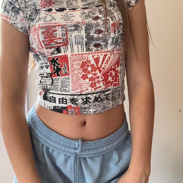 Bershka Women's Crop top - Multi/White - XS on Productcaster.