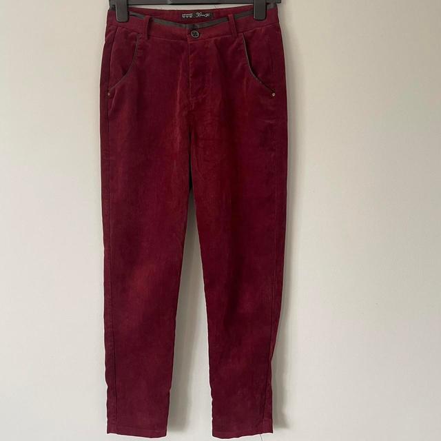 Women's Trousers - Burgundy/Red - UK 8 on Productcaster.