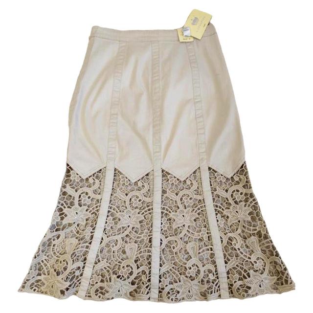 Women's Midi Skirt - Tan/Cream - L on Productcaster.