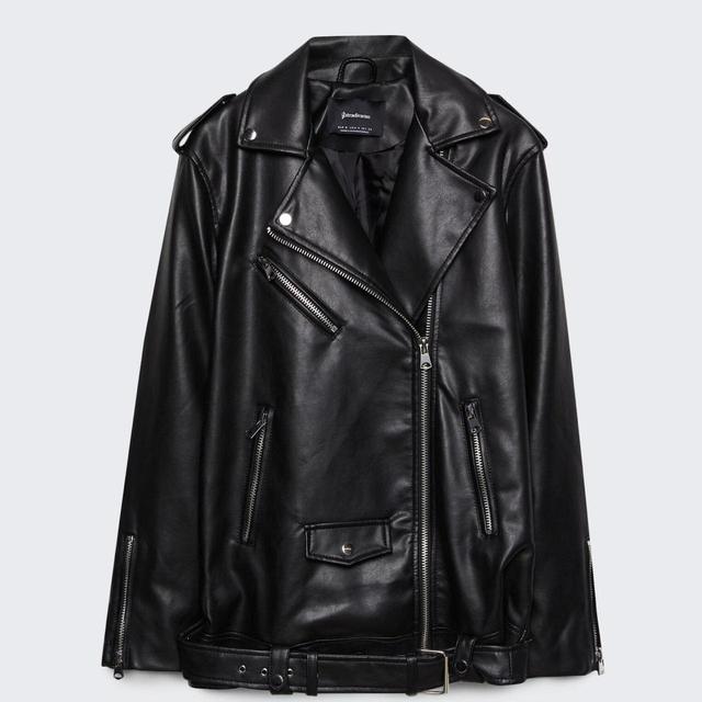 Stradivarius Women's Faux leather Jacket - Black - One size on Productcaster.