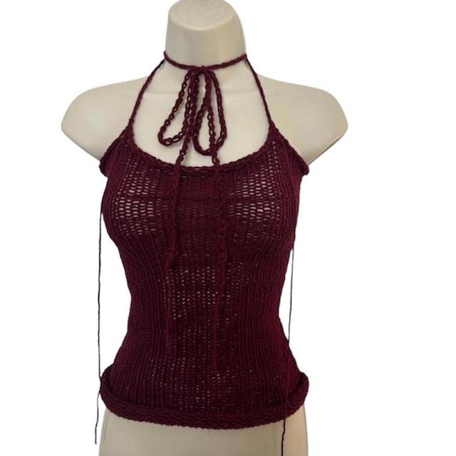 Handmade Women's Vest - Burgundy - S on Productcaster.