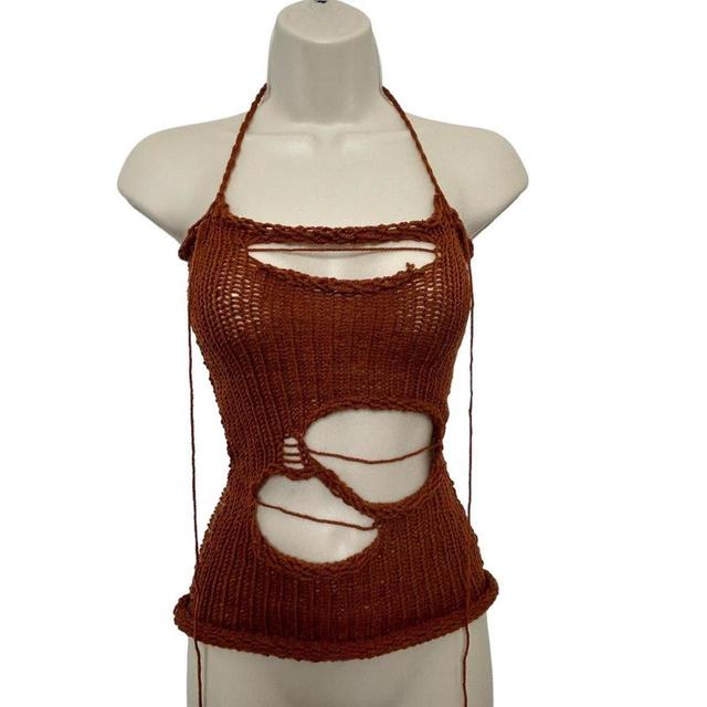 Handmade Women's Crop top - Brown - S on Productcaster.