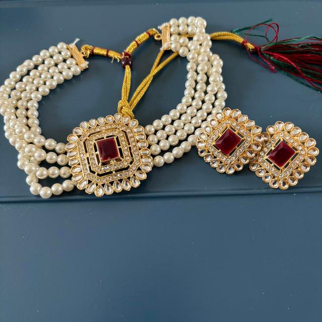 Women's Necklace - Red/Burgundy on Productcaster.