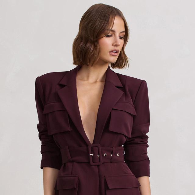 Club L Women's Blazer Dress - Burgundy/Red - 8 on Productcaster.