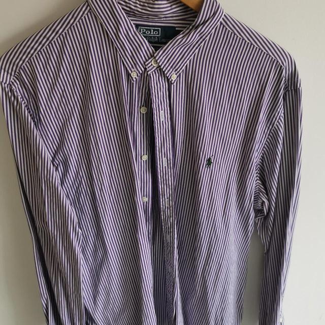 Ralph Lauren Men's Shirt - White/Purple - XL on Productcaster.