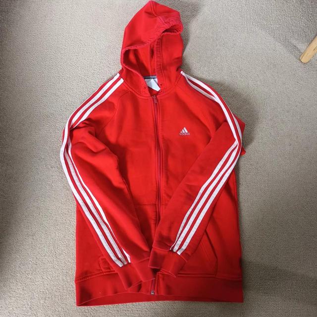 Adidas Men's Hoodie - White/Red - S on Productcaster.