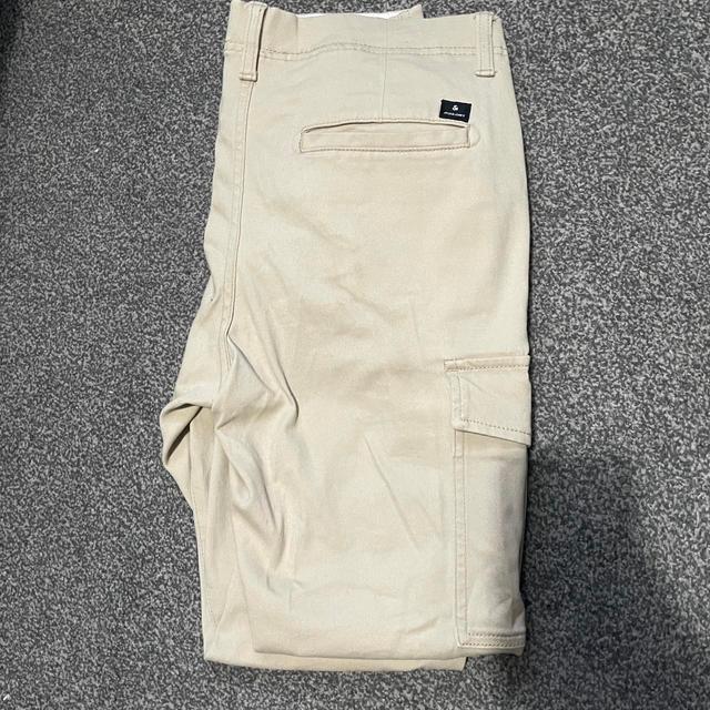 Jack & Jones Men's Slim Cargo Trousers - Cream/Tan - S on Productcaster.