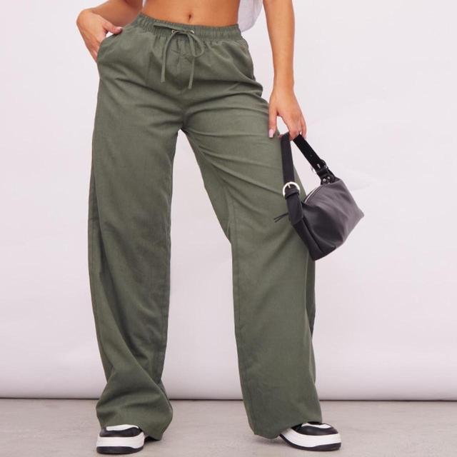 PrettyLittleThing Women's Trousers - Khaki - UK 14 on Productcaster.