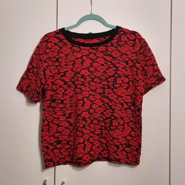 Topshop Women's T-shirt - Black/Red - 12 on Productcaster.