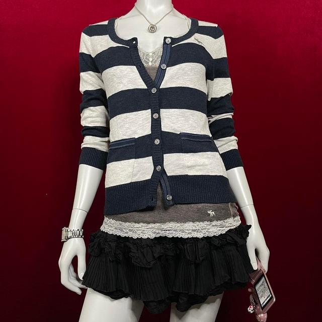 Abercrombie & Fitch Women's Cardigan - Grey/Navy - M on Productcaster.