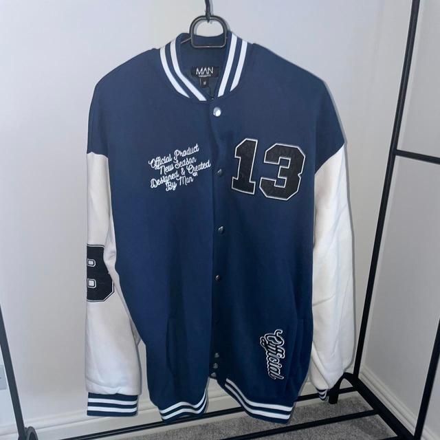 BoohooMAN Men's Varsity Jacket - Navy/Blue - M on Productcaster.